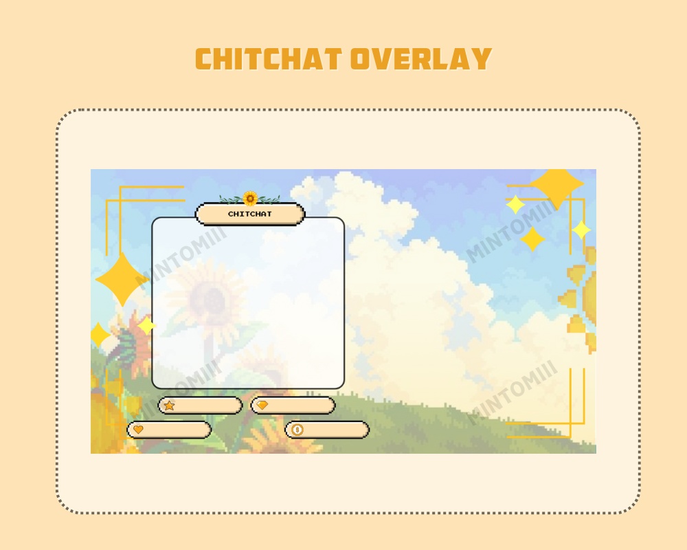 Sunflower Pixel Stream Overlay ┃Streamelements, OBS, Twitch, YouTube, Facebook