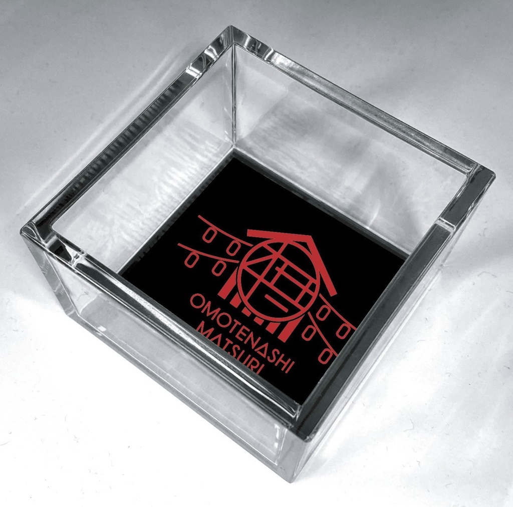 【黒×赤デザイン コースターセット】ぐい飲み升(アクリル)×ラバーコースター【OMOTENASHI MATSURI】