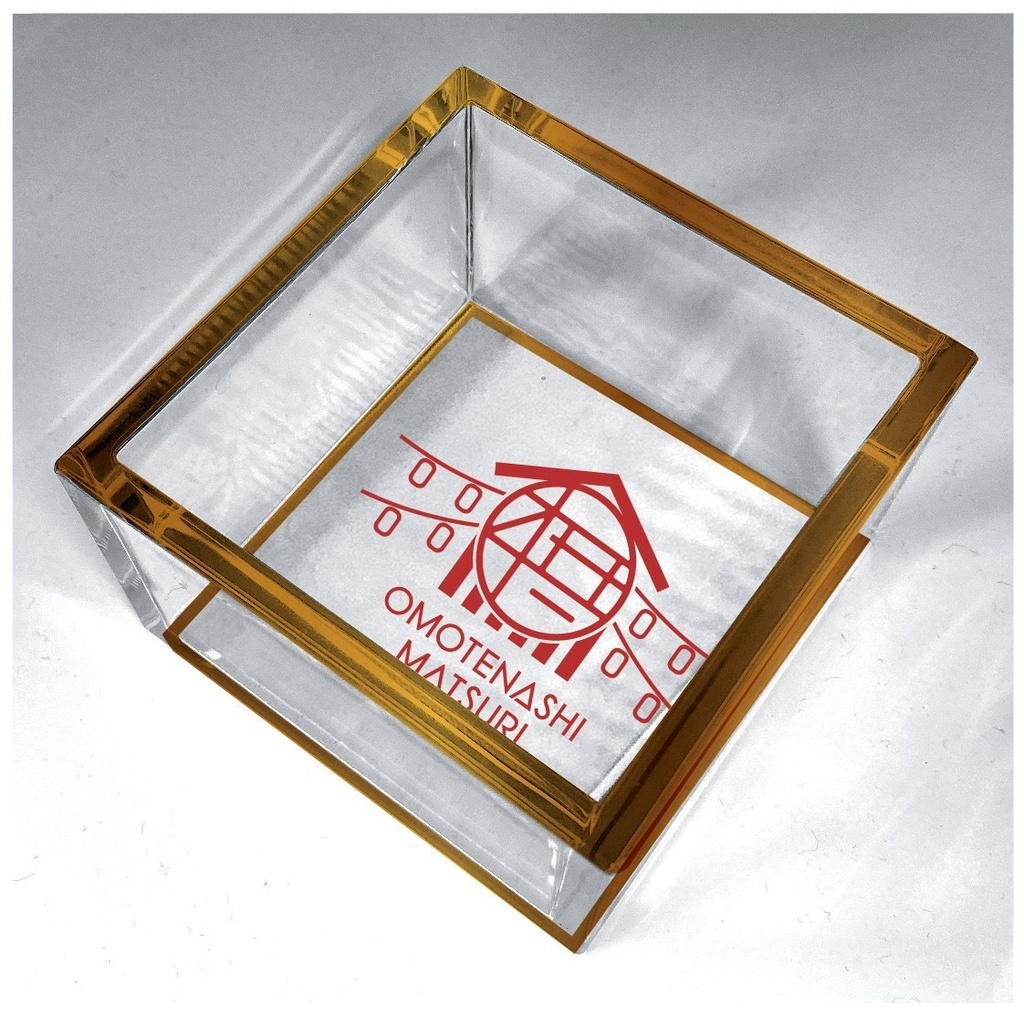 【琥珀×赤デザイン コースターセット】ぐい飲み升(アクリル)×ラバーコースター【OMOTENASHI MATSURI】