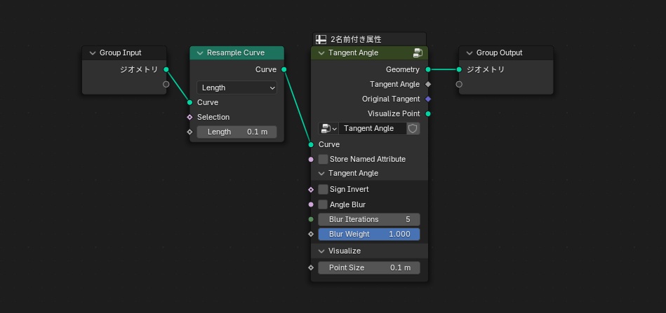 カーブタンジェントの角度計算ツール Blender GeometryNode