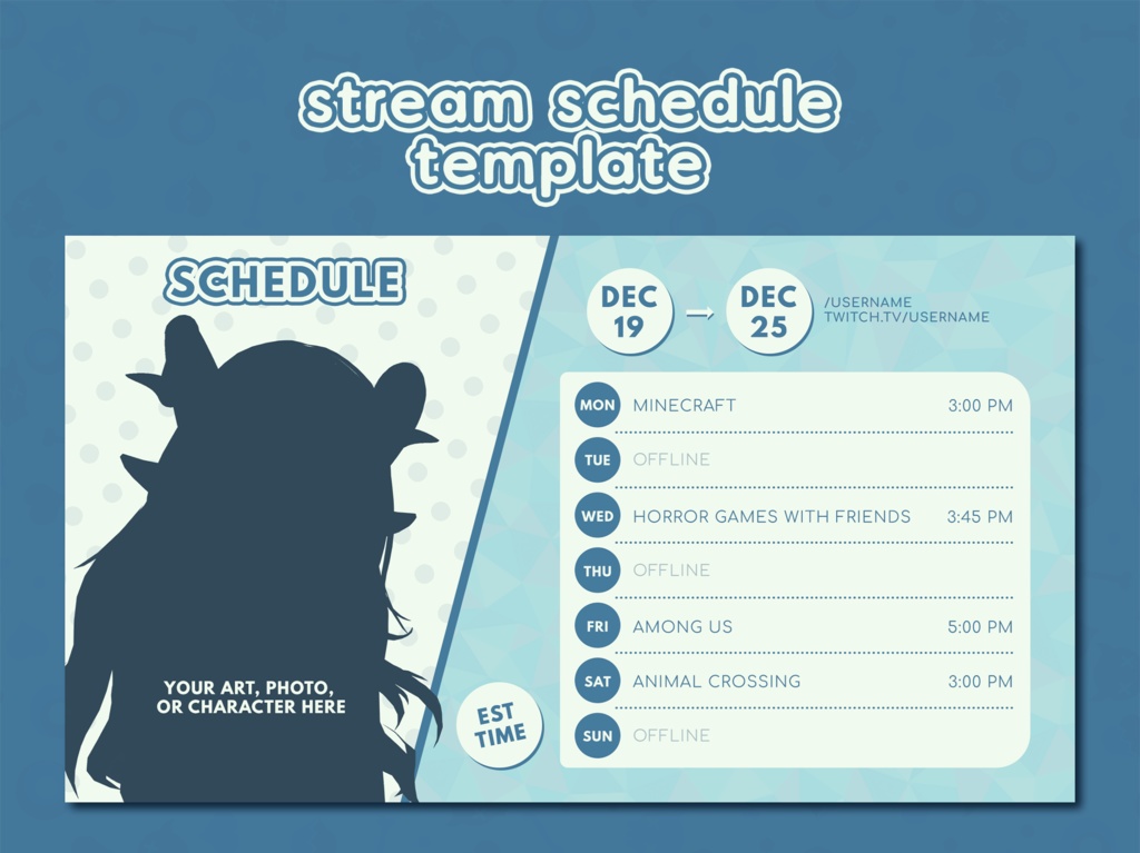 Polka Dot Twitch Schedule | Streamer Graphics | VTuber Graphics