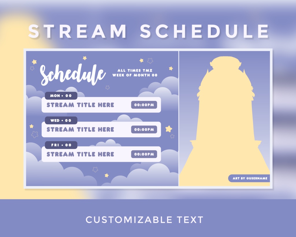 DREAM | Twitch Schedule Template | VTuber Graphics | Streamer Graphics | 3 - DAY