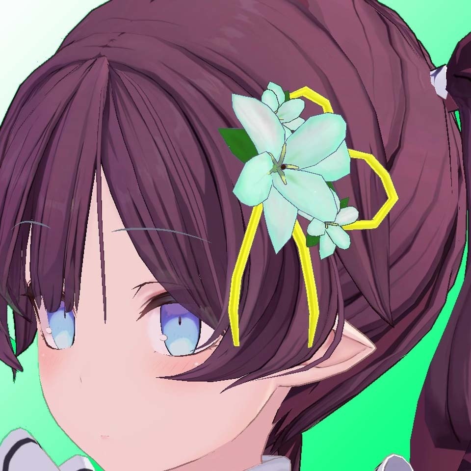 VRChat想定 百合の花の髪飾り