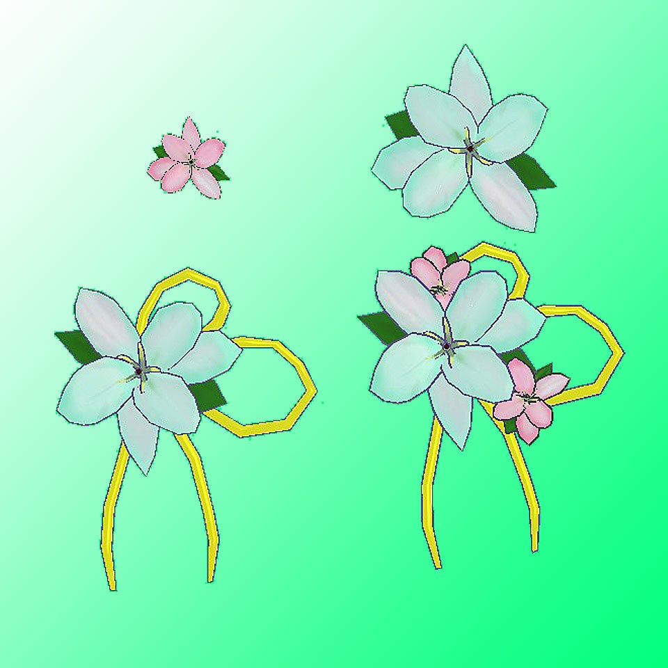 VRChat想定 百合の花の髪飾り