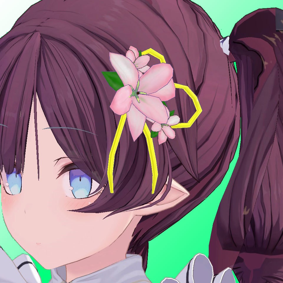 VRChat想定 百合の花の髪飾り