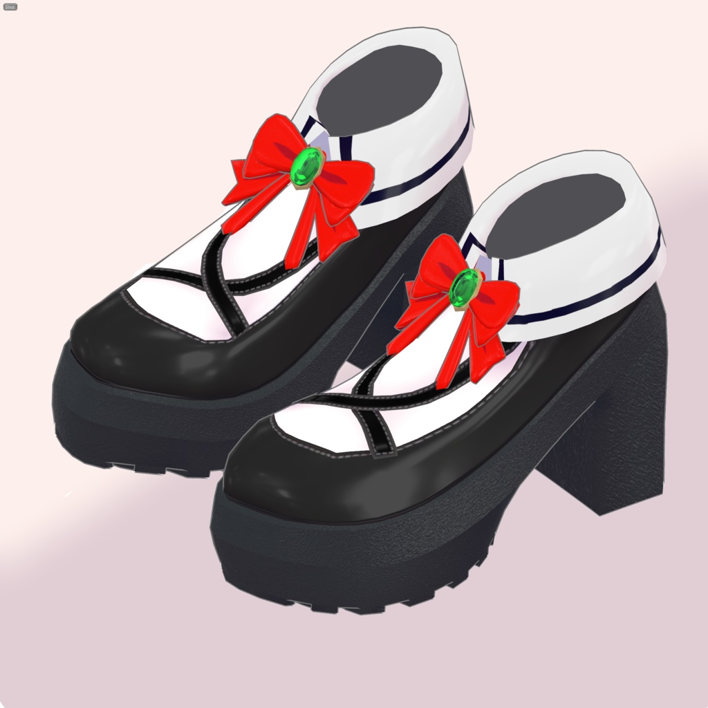 ゴシック風襟付き靴 6アバター対応3Dモデル