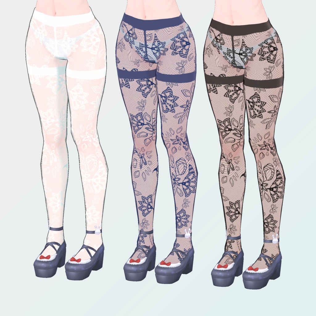 INABA対応タイツ(ストッキング)とニーソックス【VRChat想定3Dモデル】
