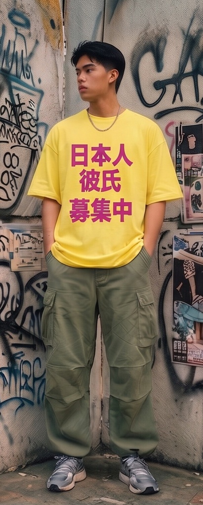 【原宿発】日本人彼氏募集中 Tシャツ / "Looking for a Japanese Boyfriend"