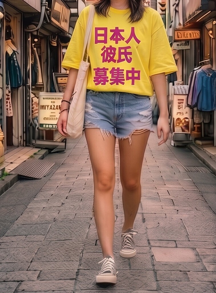 【原宿発】日本人彼氏募集中 Tシャツ / "Looking for a Japanese Boyfriend"