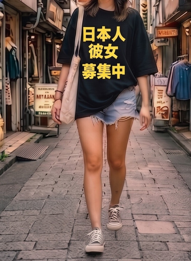 【原宿発】日本人彼女募集中 Tシャツ / "Looking for a Japanese Girlfriend"