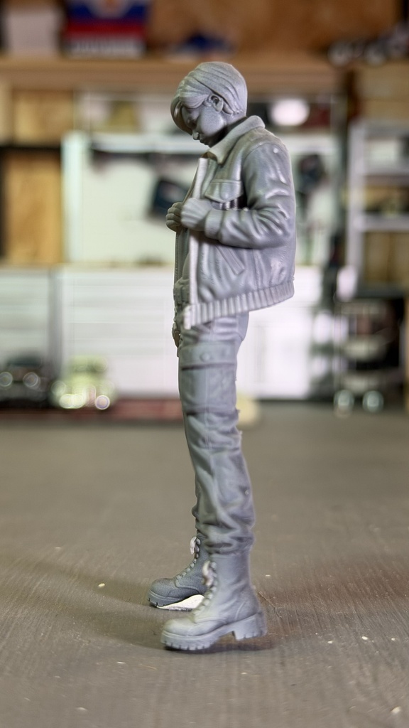 02_ジャケットを開く女性メカニック|1/20|ミリタリー SF ジオラマ用 3Dプリント品