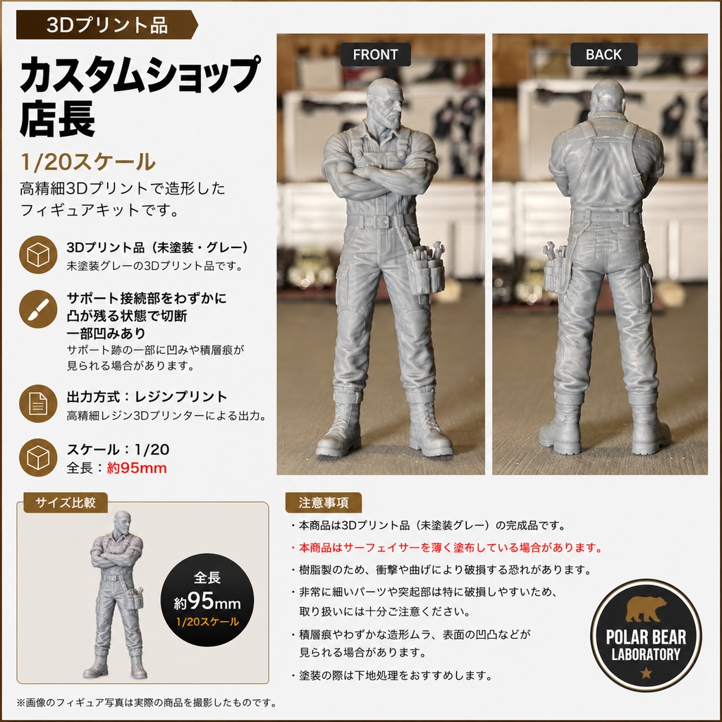 04_カスタムショップ店長 1/20｜ミリタリー SF ジオラマ用 3Dプリント品