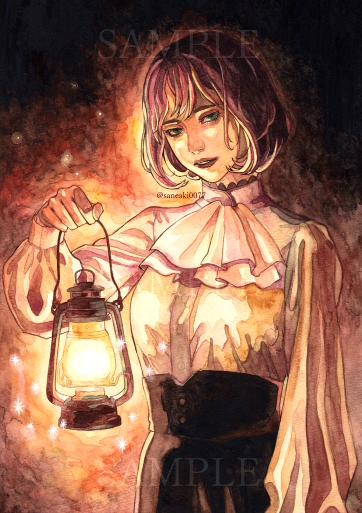 原画*【真心ランタン】透明水彩