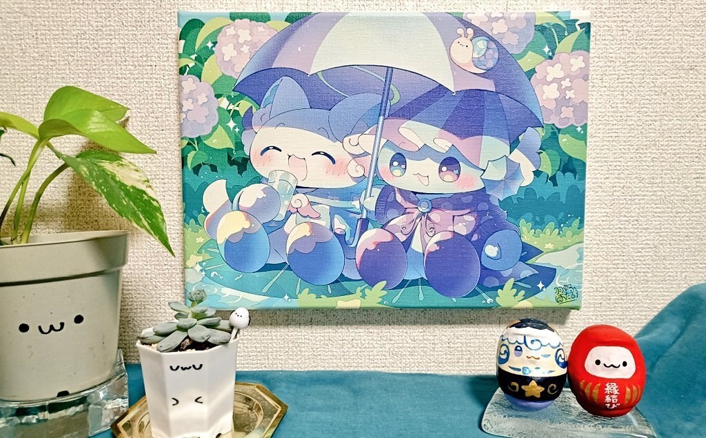 1点限定／2026年6月妖精画「晴れたね」キャンバスイラスト 羽野はた直筆サイン入り