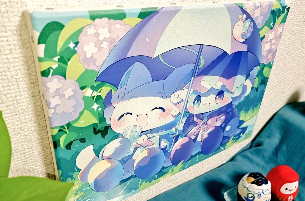 1点限定/2026年6月妖精画「晴れたね」キャンバスイラスト 羽野はた直筆サイン入り
