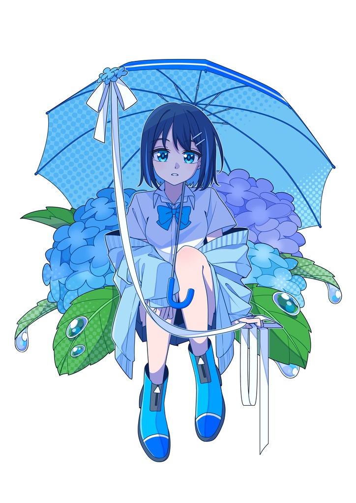 【アクリルキーホルダー】紫陽花と女の子
