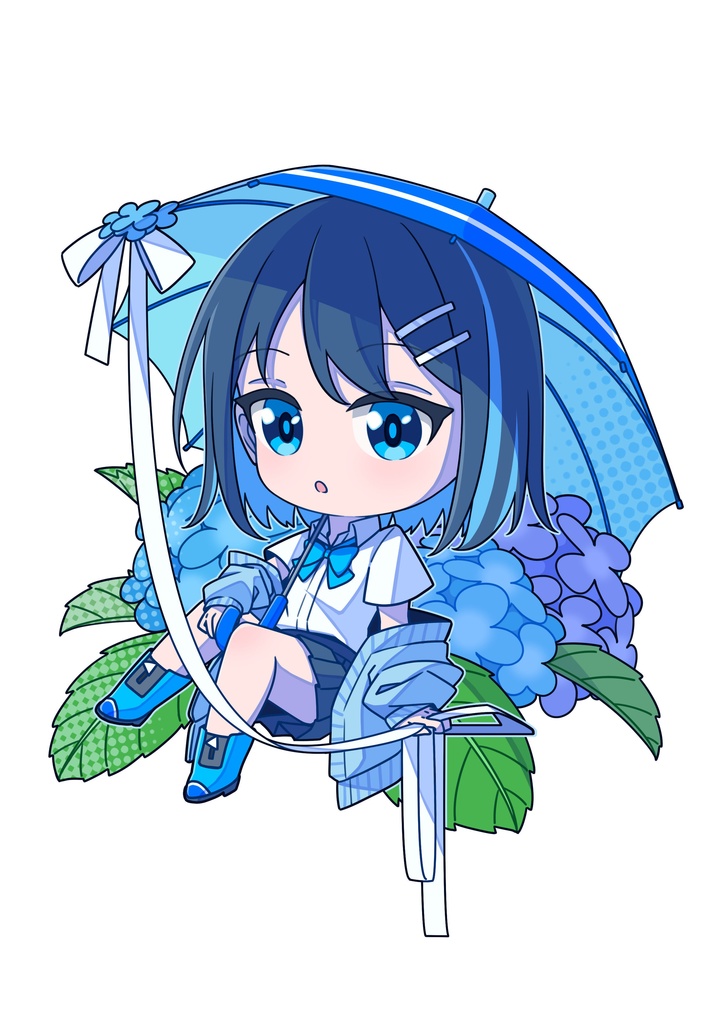 【アクリルキーホルダー】紫陽花と女の子(ミニキャラ)