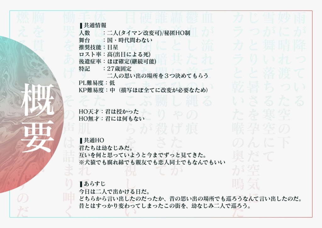 【CoC6th】完成未定