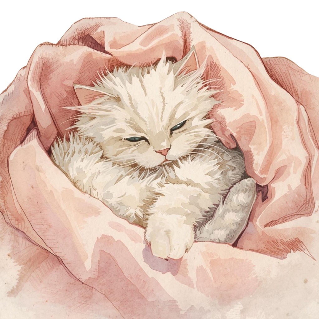 冬のアンティークピンク水彩クリップアートセット(全10セット)