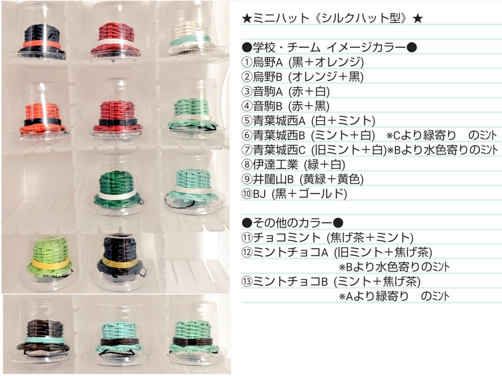 《シルクハット型》【ぬい&ねんどろ等】ミニハット(ゴム紐付き)