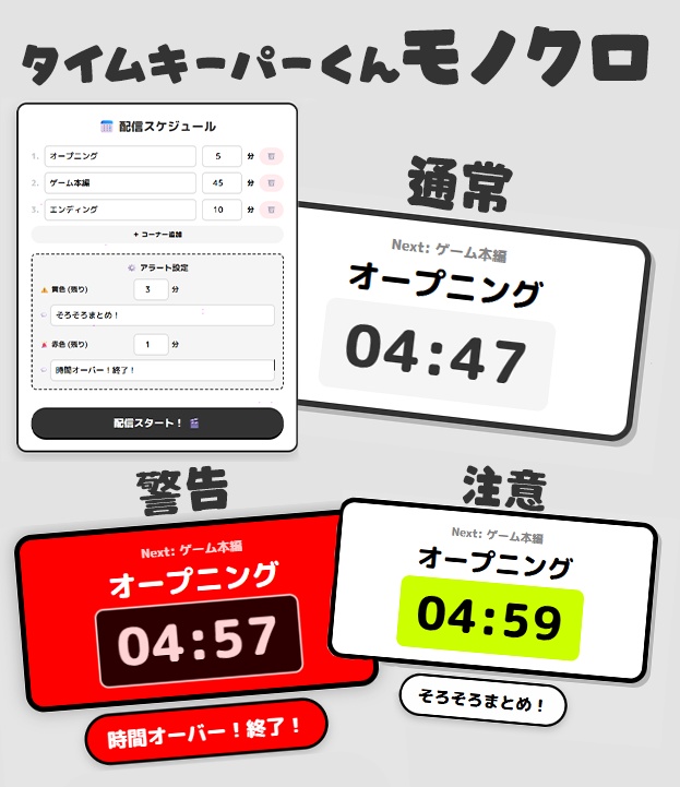 【期間限定無料!!✨️】配信タイマー⏰️あなた専用の進行アシスタント『配信タイムキーパーくん』【Vtuber OBS 素材】