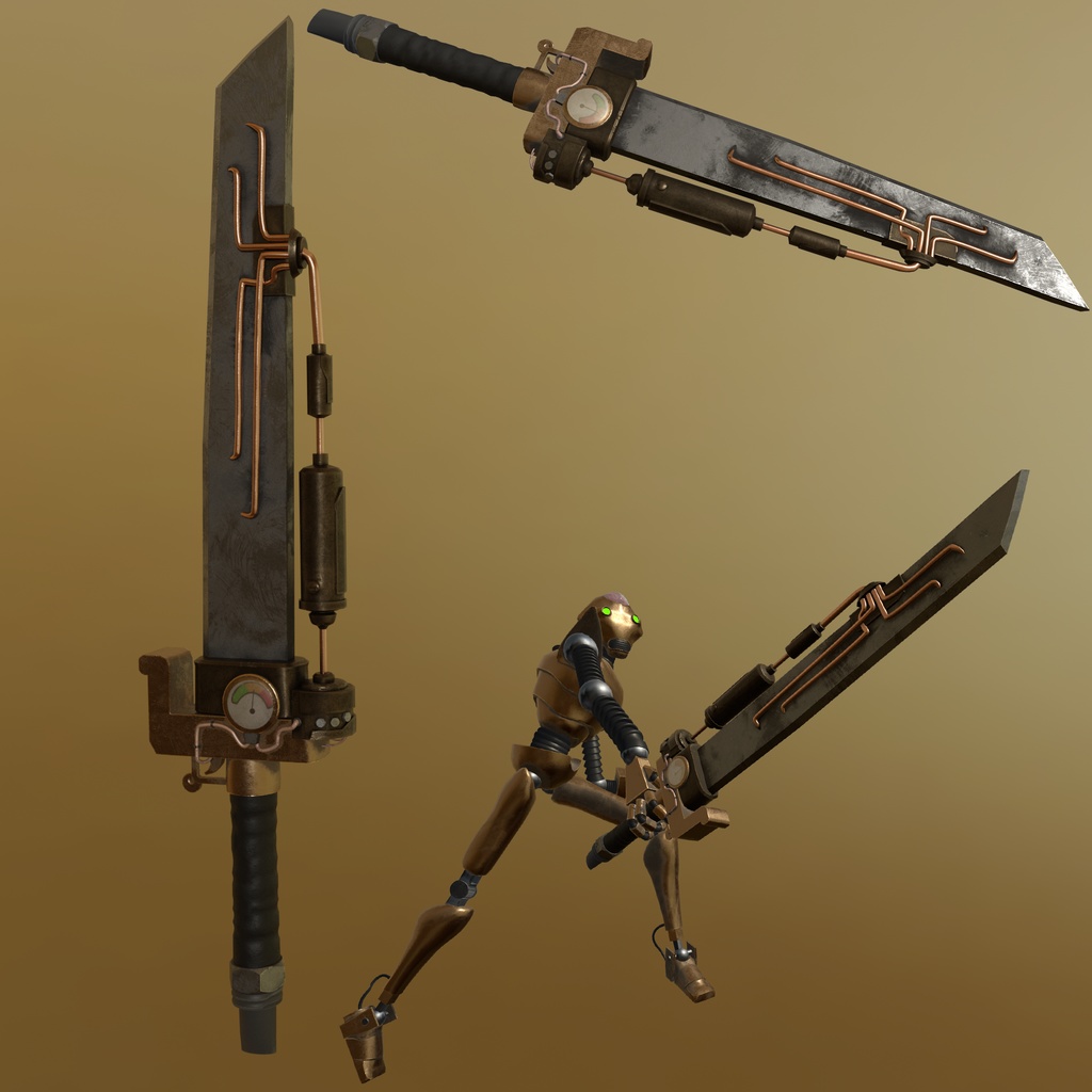 スチームパンク剣オリジナル3dモデル Steampunk Sword Original 3d Model Cheese S Store Booth