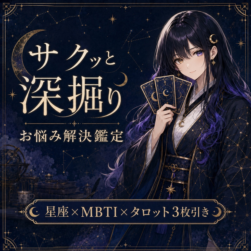 サクッと深掘り お悩み解決鑑定｜星座×16タイプ×タロット3枚引き