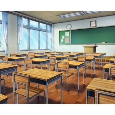 配信画面・背景イラスト素材 -学校の教室セット-