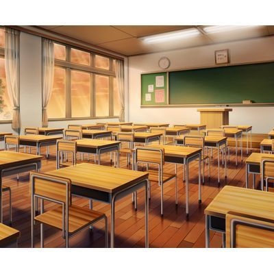 配信画面・背景イラスト素材 -学校の教室セット-