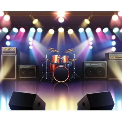 配信画面・背景イラスト素材 -ライブハウスのステージ-