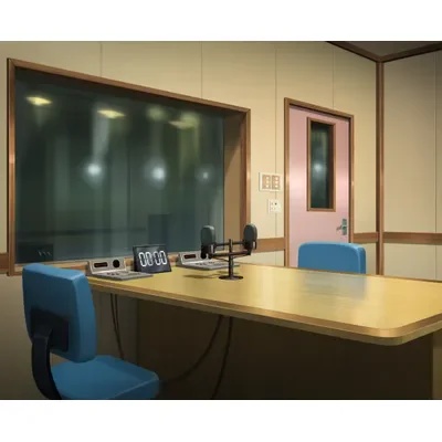 配信画面・背景イラスト素材 -ラジオの収録ブース-
