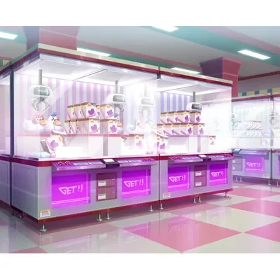 配信画面・背景イラスト素材 -ゲームセンター(クレーンゲーム)-