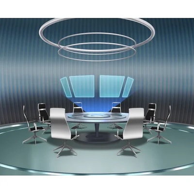 配信画面・背景イラスト素材 -近未来の会議室-