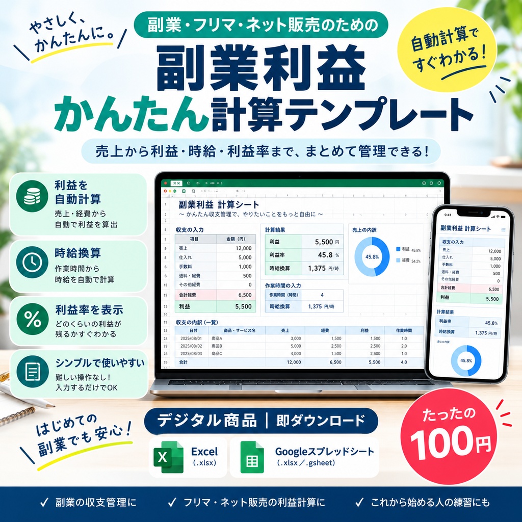 副業利益かんたん計算テンプレート
