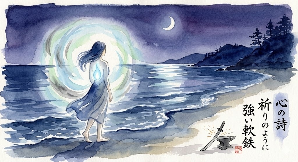 【デジタル詩】137_心の詩 〜夜の海辺で灯る、見えない炎〜