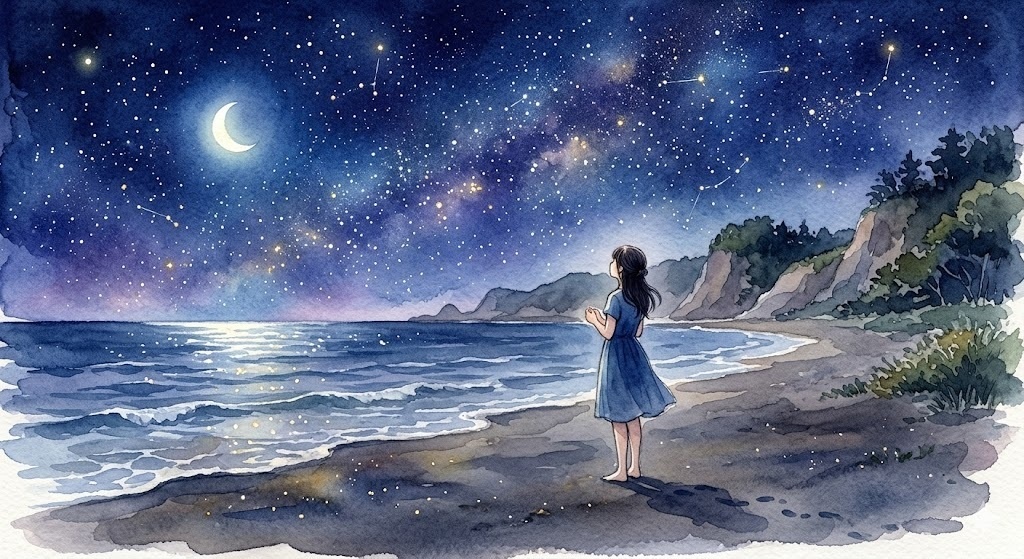 087【オリジナル作品】星降る夜に ── 記憶の海辺で君を探す詩