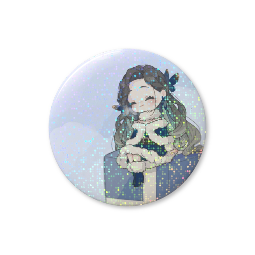 蒼琉ネモ🦋青サンタホログラム缶バッジ_クリスマス2025
