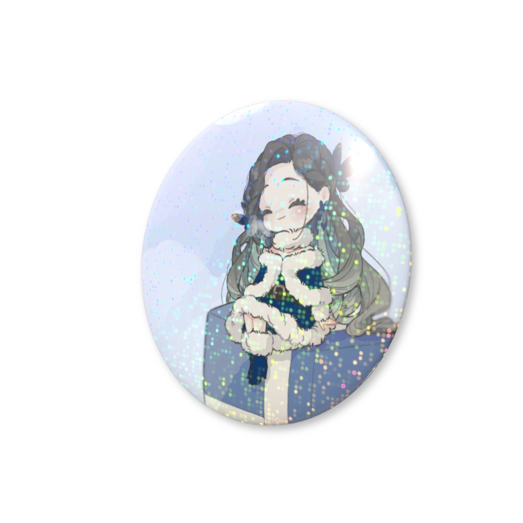 蒼琉ネモ🦋青サンタホログラム缶バッジ_クリスマス2025