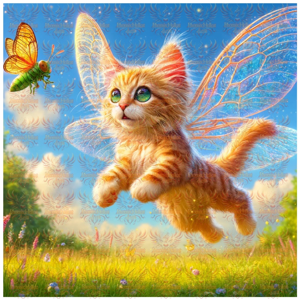 Enchanted Whiskers: free winged cat cutness collection or triple c for short :D A.I generated art
