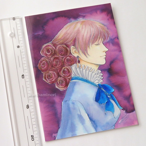 原画 『薔薇の咲く髪(ピンク)』 (インク画)