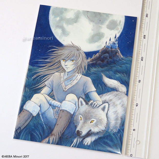 原画 『月夜の友』(アクリルガッシュ)