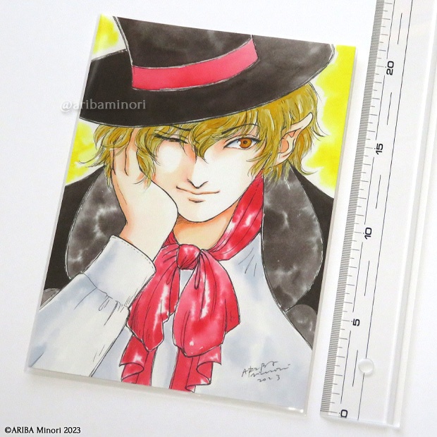 原画 エルフ耳の男性(インク画)