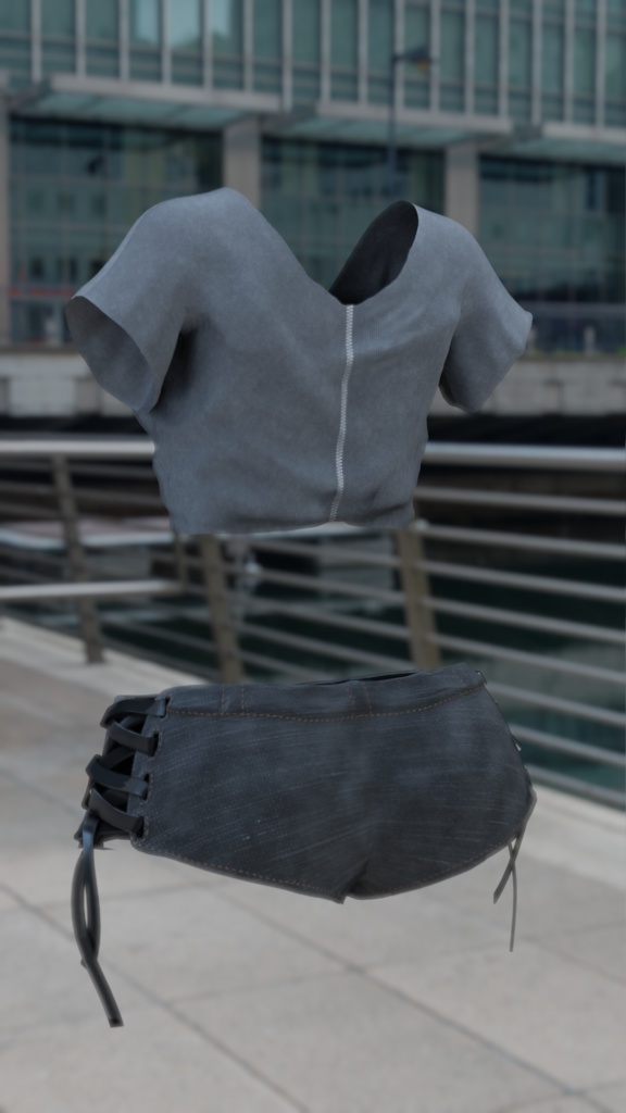 Crop Top Shirt and Ribbon Shorts