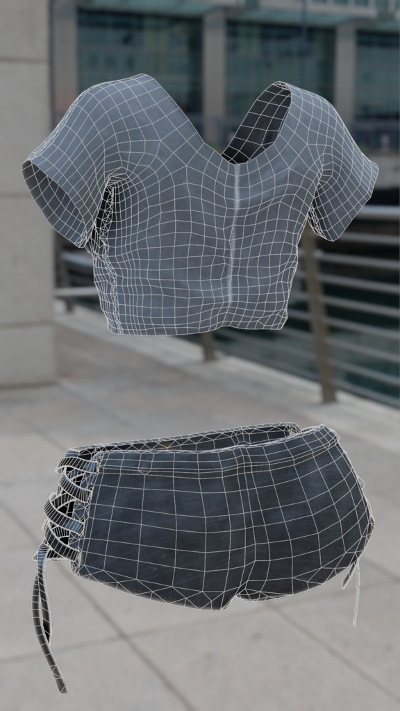 Crop Top Shirt and Ribbon Shorts