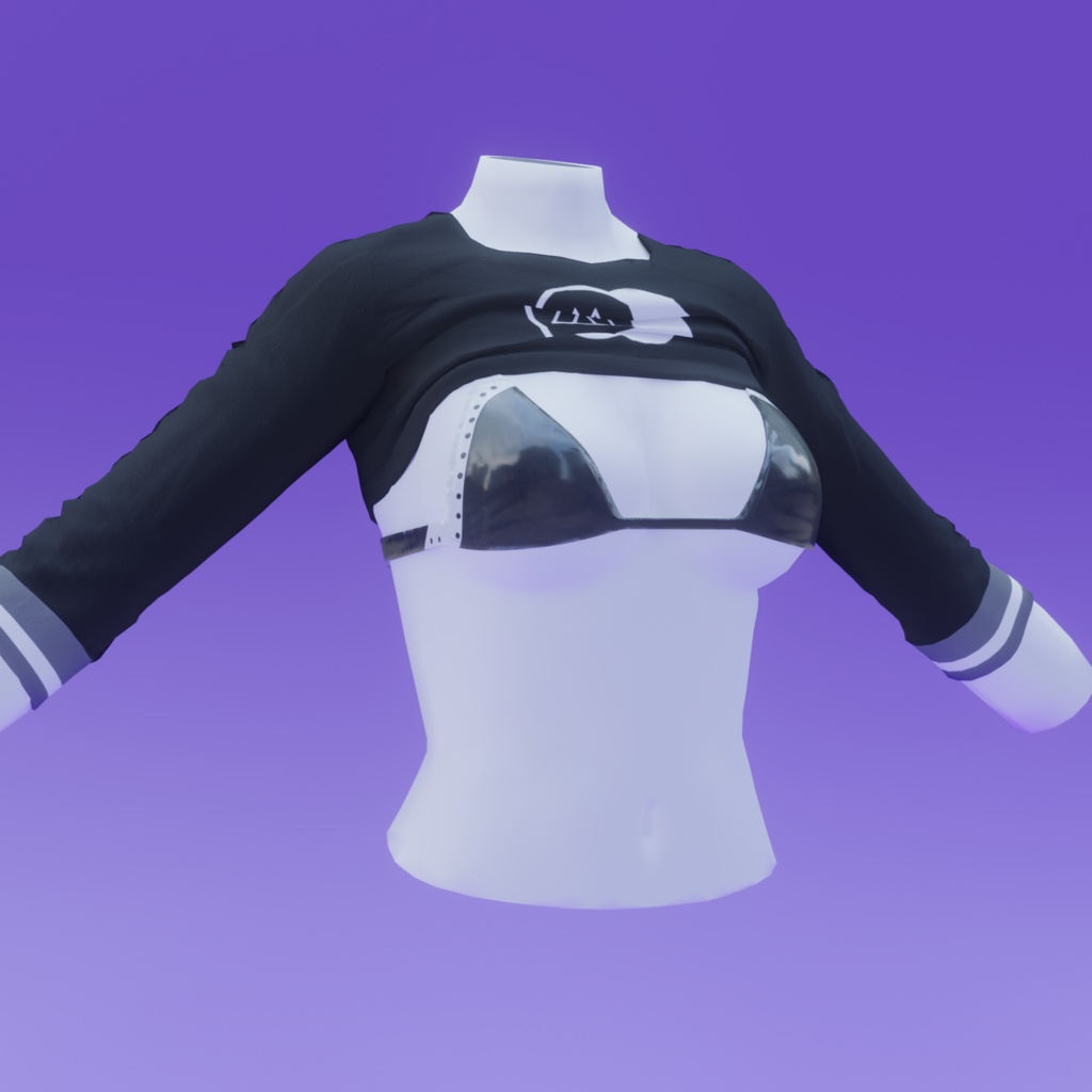 Sleeved Crop Top and Bra