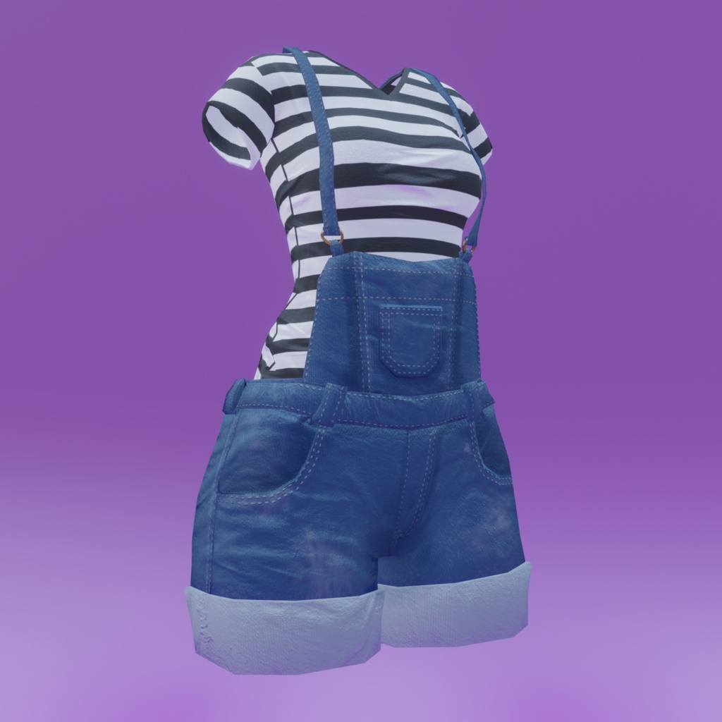 Overalls with striped shirt