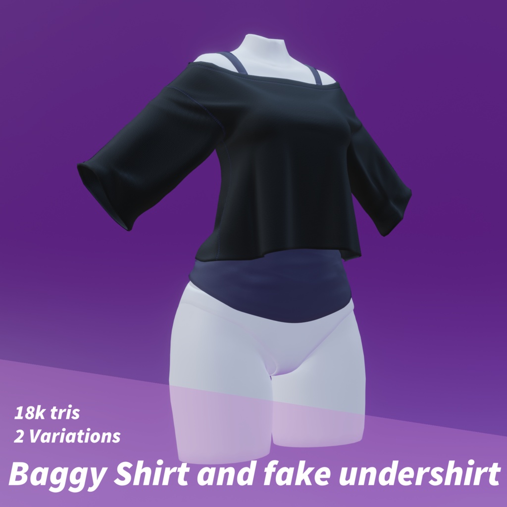 Baggy Shirt with fake undershirt (2 versions)