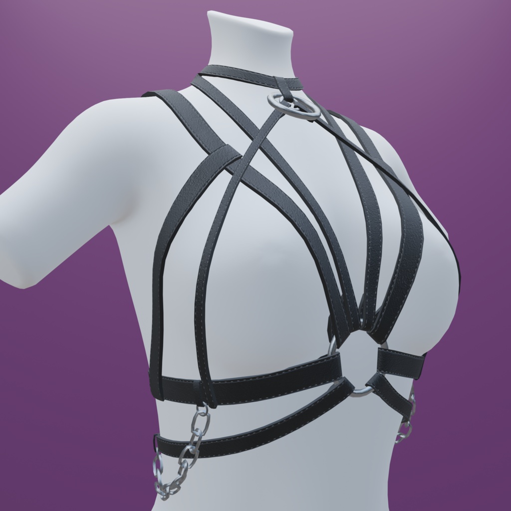 [VRChat] - Female Leather Chest Harness #1