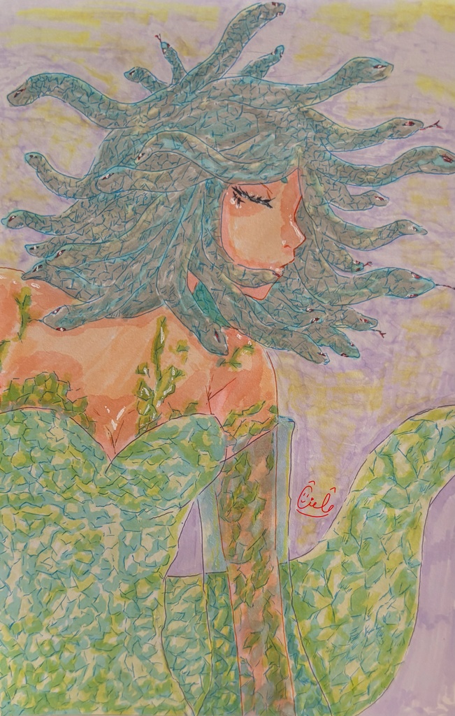 石化の魔眼を持つ少女 ― 静寂のメデューサ 原画