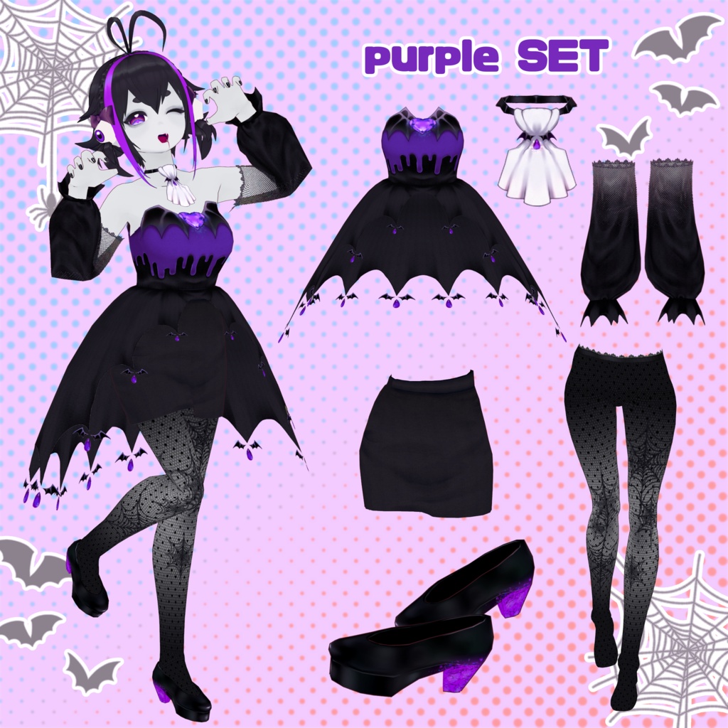 【VRoid】ヴァンパイアっぽいコーデセット